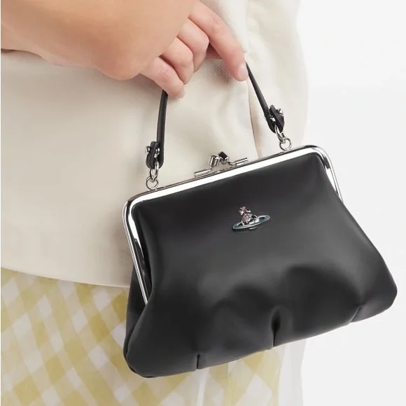 Vivienne Westwood: Kisslock Saturn Logo Mini Emma Granny Frame Crossbody Bag - Picture 4 of 16